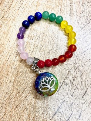 pulsera con orgon de flor de loto